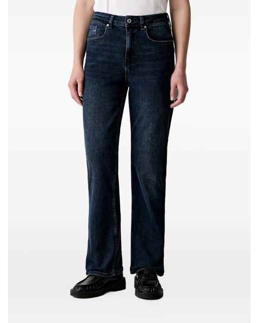 Karl Lagerfeld Blue Logo-Patch Straight-Leg Jeans