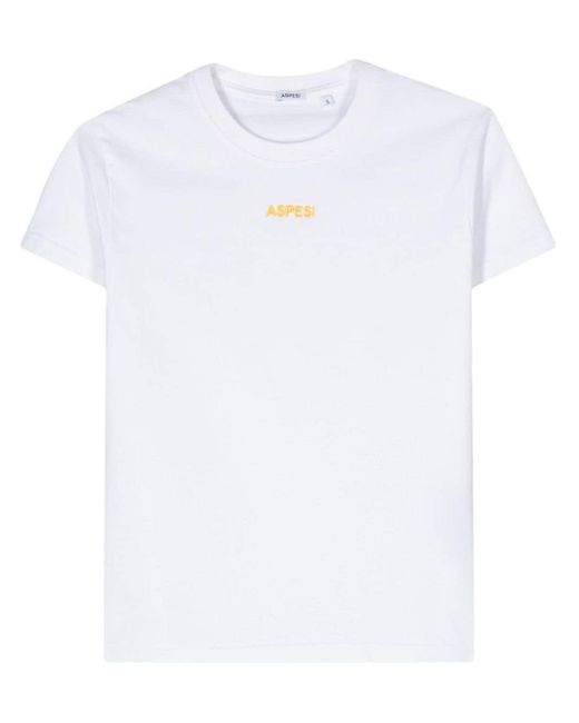 Aspesi White Logo-embroidered Cotton T-shirt