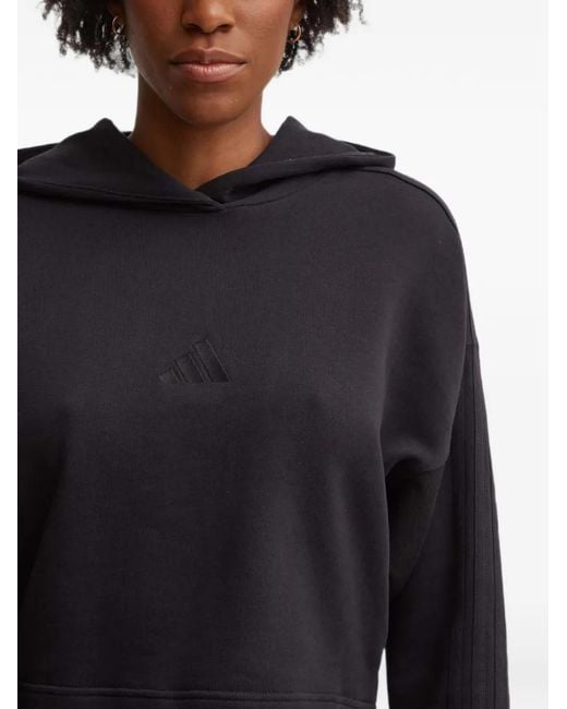 Adidas Black All S.N.Z. Logo-Embroidered Cropped Hoodie