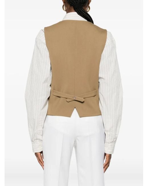 P.A.R.O.S.H. Natural V-Neck Button-Up Waistcoat