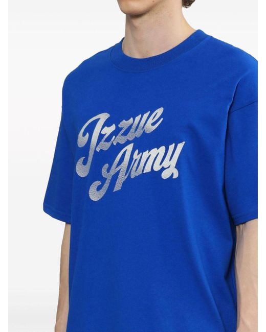 Izzue Blue Logo-print Cotton T-shirt for men