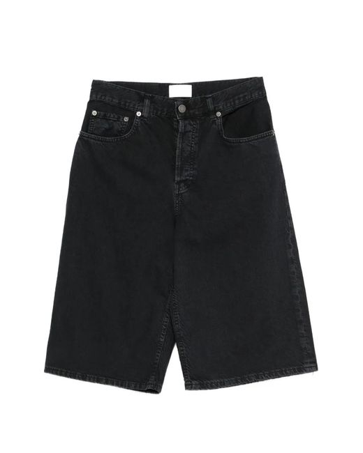 Haikure Black New Becky Twill Faded-Effect Denim Shorts