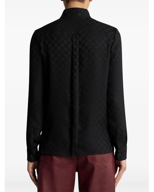 Etro Black Scarf-Collar Jacquard Shirt