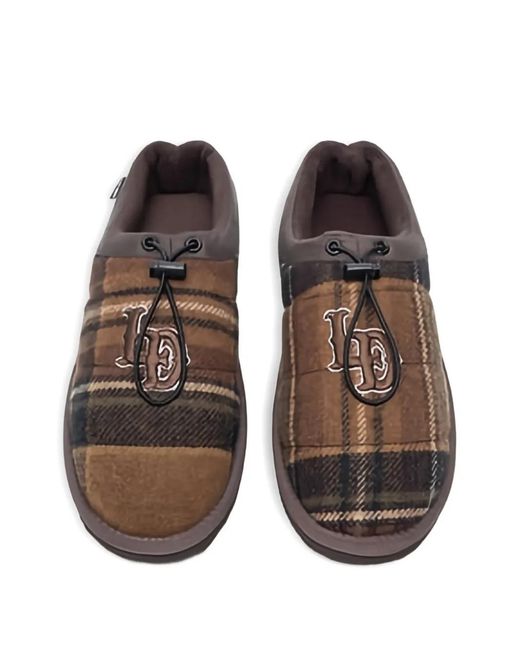 Les Deux Brown Check-Pattern Slippers for men