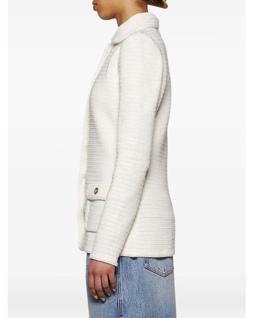 Gucci White Crochet Button Cardigan