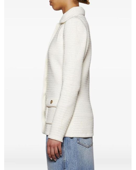 Gucci White Crochet Button Cardigan