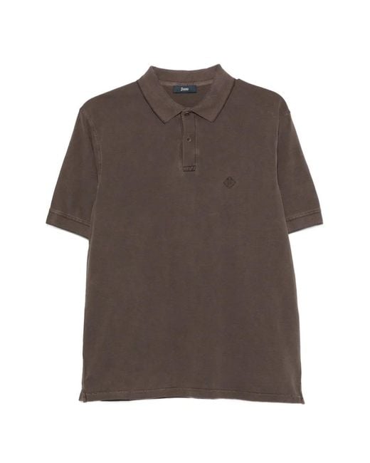 Herno Brown Polo À Logo Brodé for men