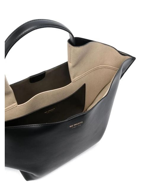 REE PROJECTS Black Medium Ann Leather Tote Bag