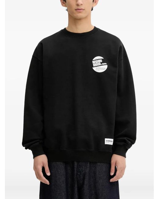 Neighborhood Black Logo-Print Crew-Neck Sweatshirt for men
