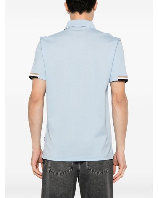 Boss Blue Embroidered-logo Polo Shirt for men