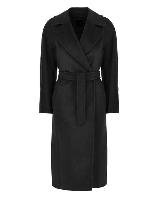 Weekend by Maxmara Black Doppelreihiger Wollmantel Mit Gürtel
