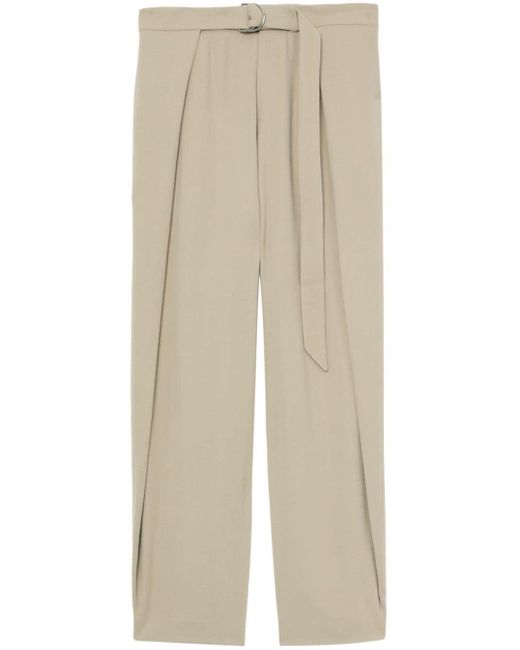 AMI Natural Belted-waist Wide-leg Trousers for men