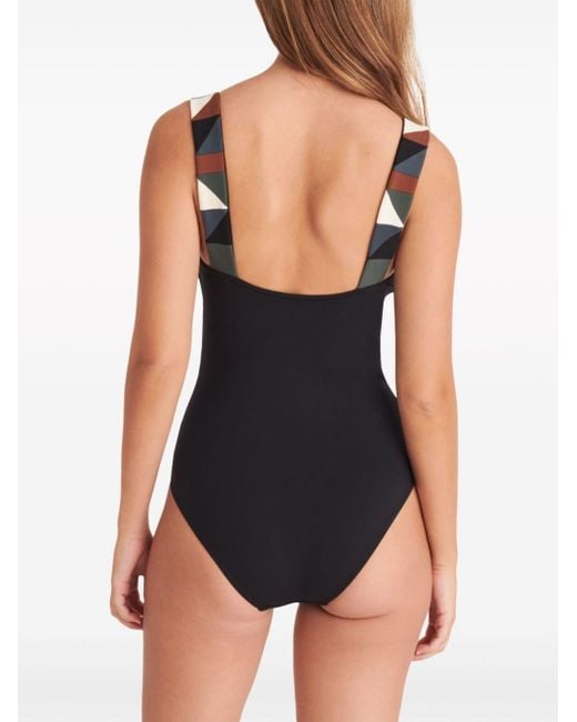 Eres Black Tempo Graphic-strap Swimsuit