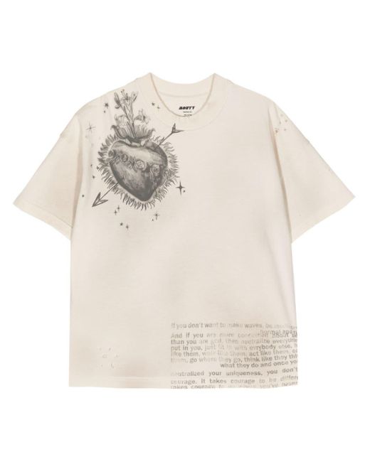 MOUTY White Heart Crew-neck Cotton T-shirt for men