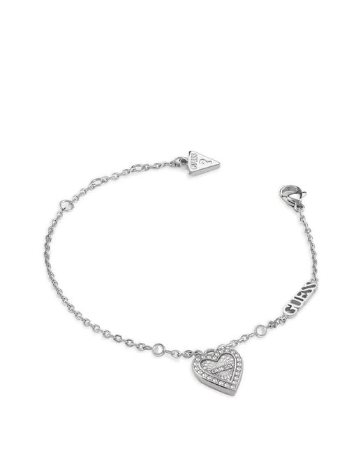 Guess White Single Heart Bracelet