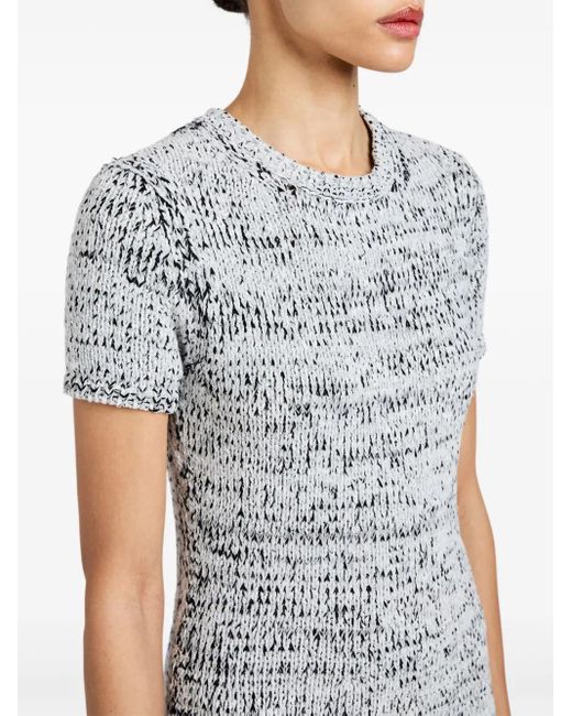Proenza Schouler Gray Short-Sleeve Speckled Knit Midi Dress