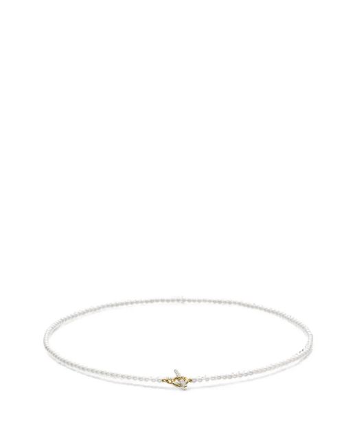 David Yurman White Pearl Classics Pearl And Diamond Necklace