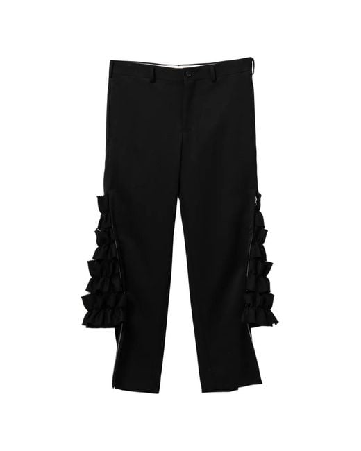 Comme des Garçons Black Ruffled Zip Details Trousers for men
