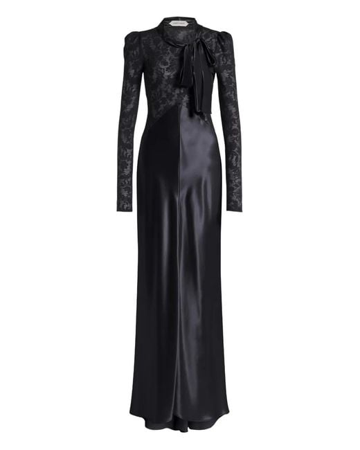 Alberta Ferretti Black Lace-Tie Maxi Dress
