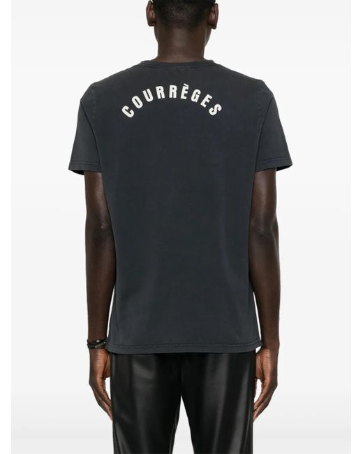 Courreges Black Logo-Patch Cotton T-Shirt for men