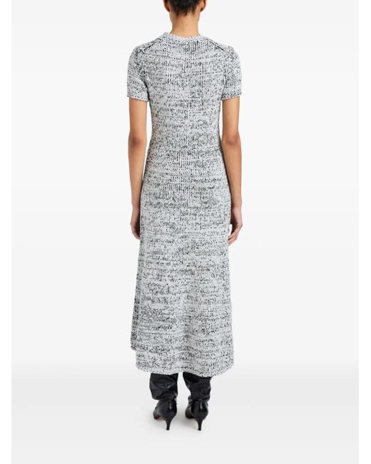 Proenza Schouler Gray Short-Sleeve Speckled Knit Midi Dress
