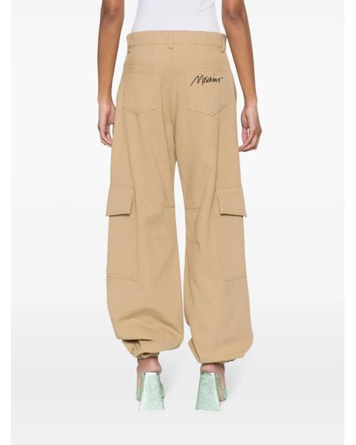 Moschino Natural Logo-Embroidered Cargo Palazzo Pants
