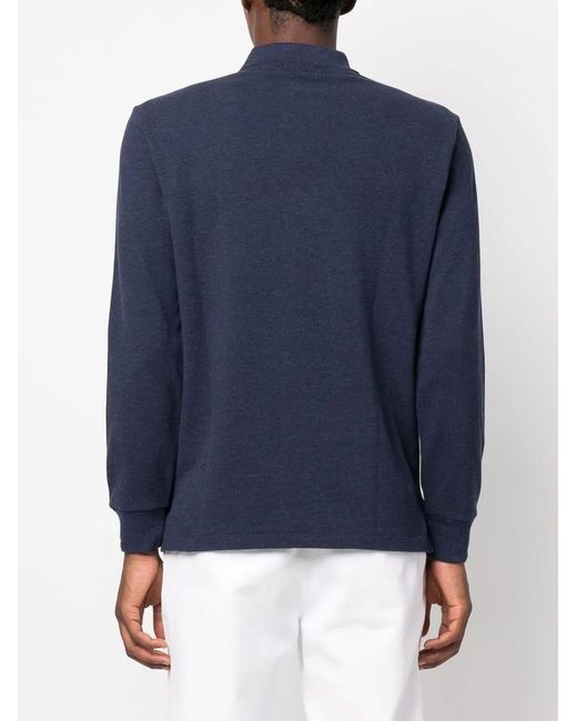 Polo Ralph Lauren Blue Long-sleeved Logo Polo Shirt for men
