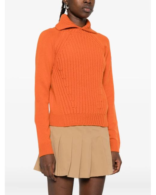 Moncler Orange Wool & Cashmere High Collar Jumper