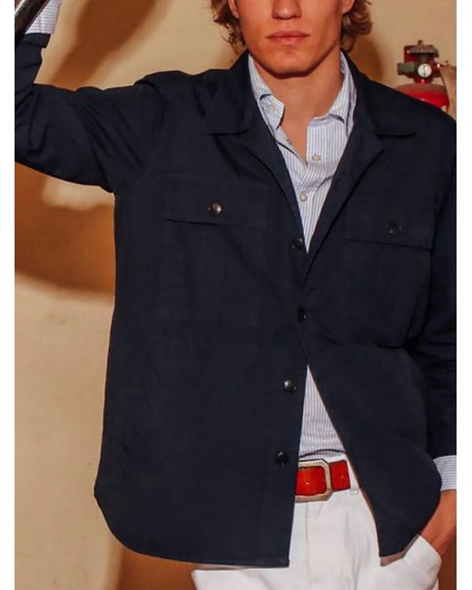 Fortela Blue Striped Patch-Pockets Shirt for men