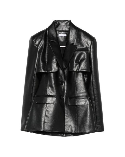 Patrizia Pepe Black Cut-Out Coated Blazer