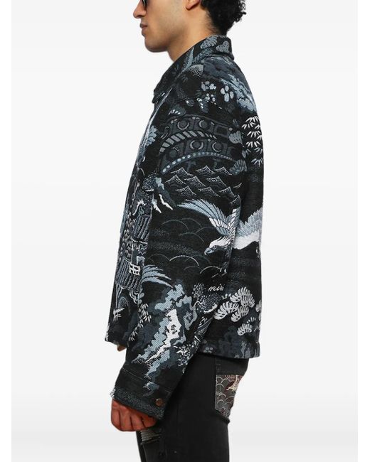 Amiri Black Crane Tapestry Jacket for men