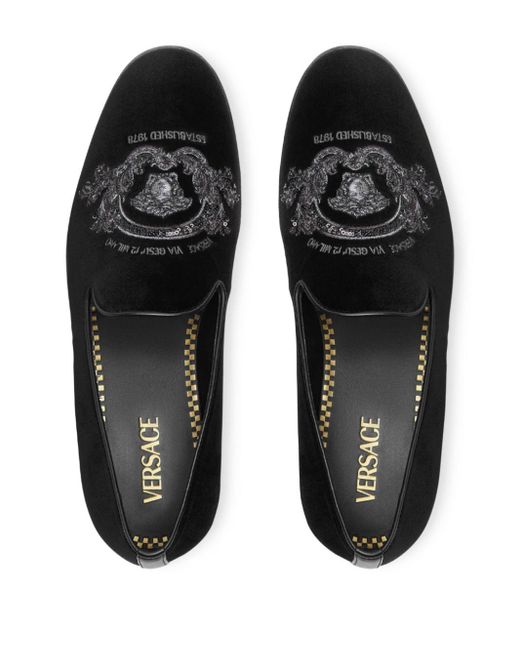 Versace Medusa Milano Velvet Slippers in Black for Men Lyst