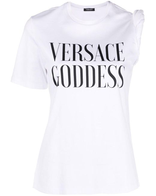 Versace T-shirt With Slogan Print in White | Lyst