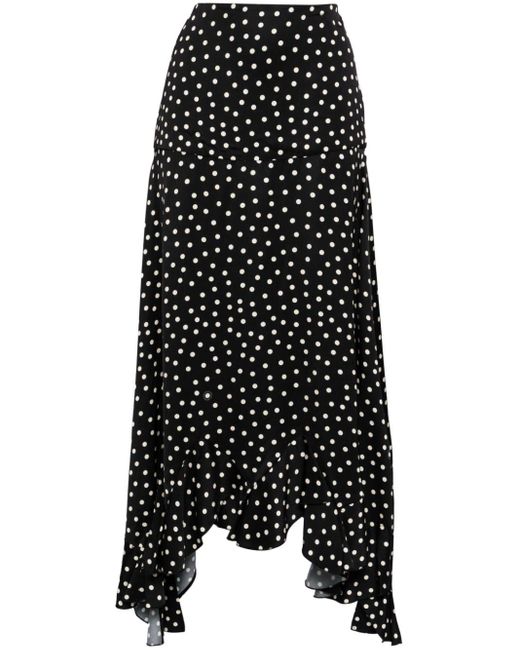 Stella McCartney Black Asymmetric Polka-dot Maxi Skirt