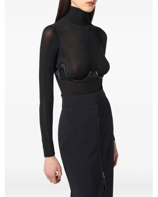 Elisabetta Franchi Black Long Sleeve Bodysuit
