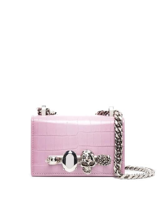 McQueen Pink Four-Ring Detail Crossbody Bag