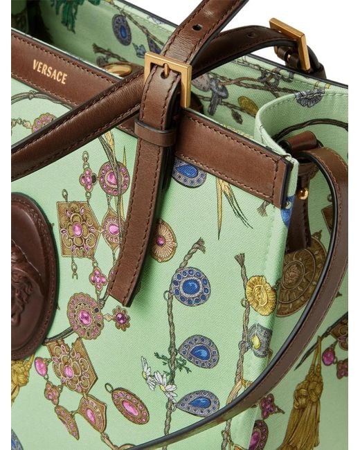 Versace Green Rivière Printed Canvas Tote