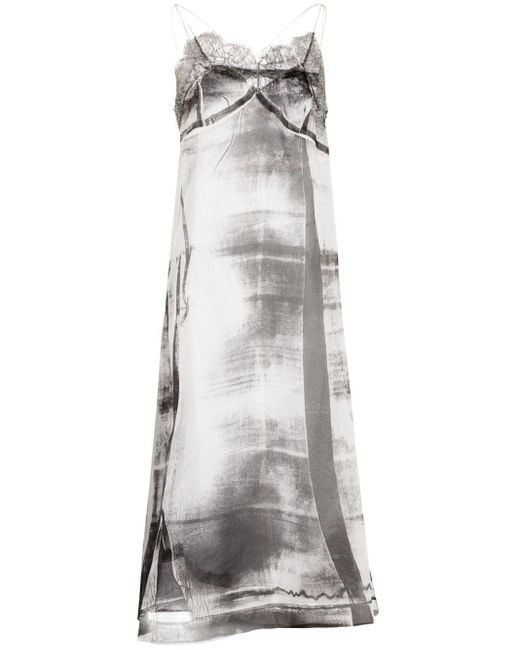 Maison Margiela Gray Freeze-Frame Silk Midi Dress