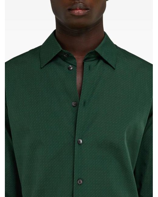 Ferragamo Green Micro-Patterned Shirt for men