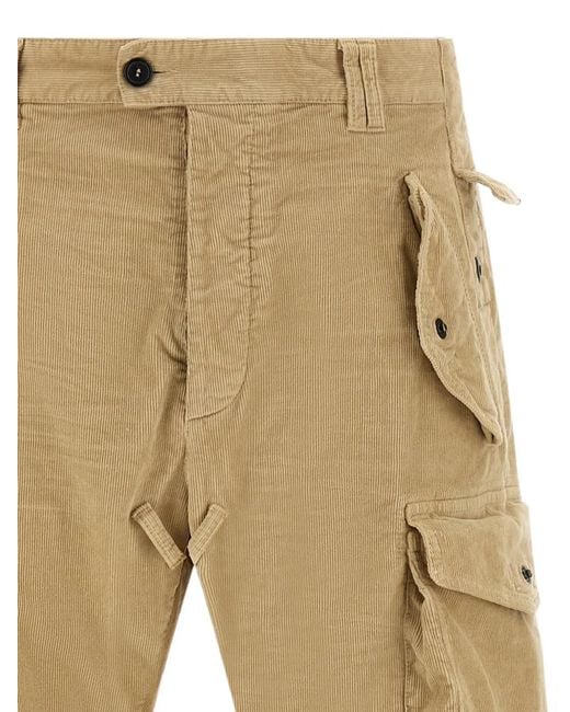 DSquared² Natural Multipocket Corduroy Cargo Pants for men