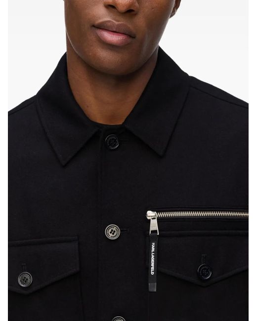 Karl Lagerfeld Black Zip-Pocket Shirt Jacket for men