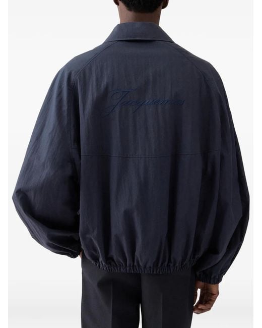 Jacquemus Blue Zip Embroidered Jacket for men