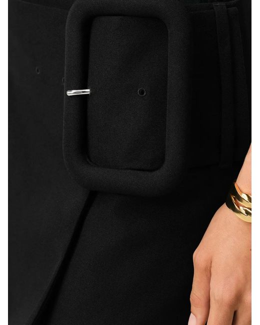 AMI Black New Wool Big Buckle Belted Mini Skirt
