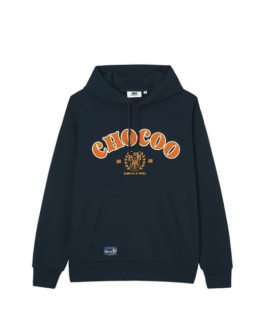 Chocoolate Blue Logo-Embroidered Hoodie