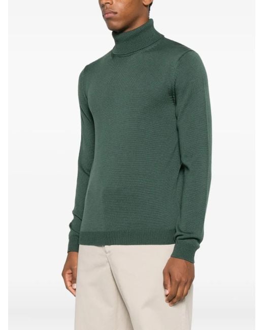 Roberto Collina Green Turtleneck Wool Sweater for men