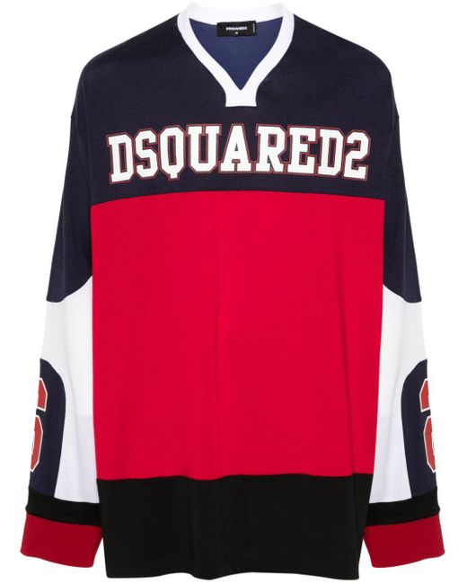 DSquared² Red Logo-print Long-sleeve T-shirt for men