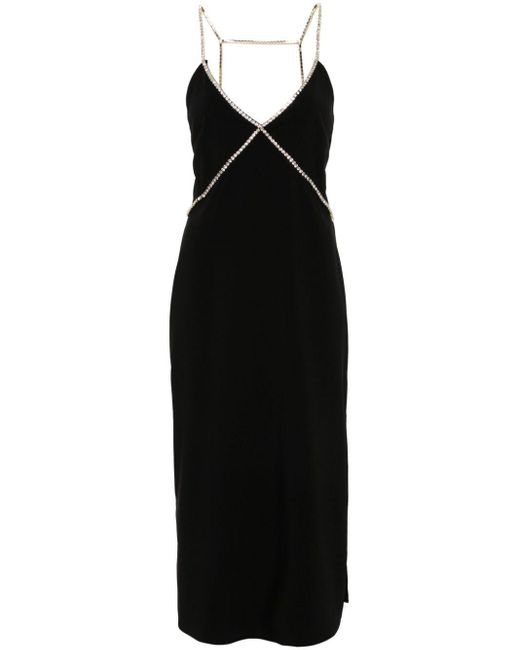 Liu Jo Black Rhinestone-embellished Midi Dress