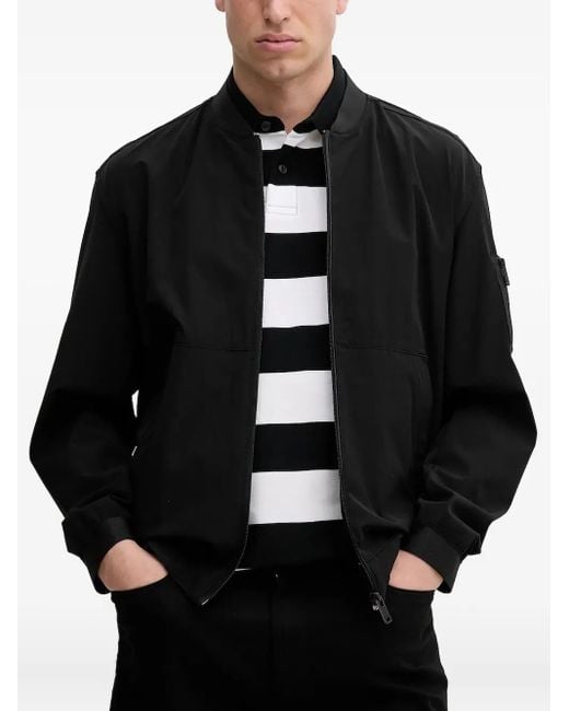 BOSS Men's Black Zip-Fastening Bomber Jacket