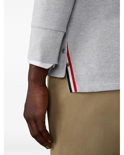 Thom Browne Gray Textured Pique 4-Bar Cardigan for men
