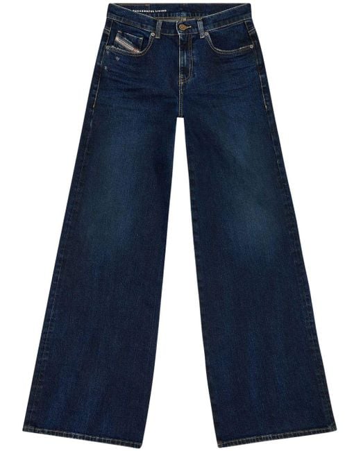 DIESEL Blue Halbhohe D-Akemi 1978 Bootcut-Jeans